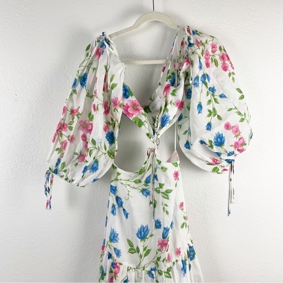 Alice McCall Rolling Meadows Floral Midi Dress Cut Out Cotton White Summer Party - Picture 4 of 14